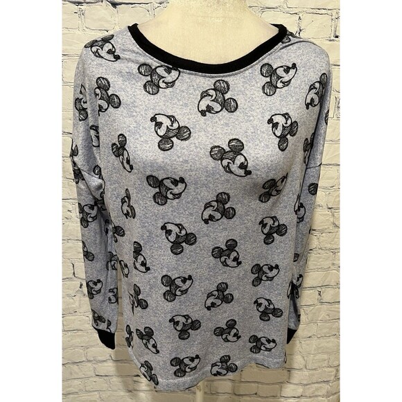 Disney Women’s Mickey Mouse Sleepwear Pajama Top Blue Loungewear Medium - Picture 1 of 6